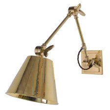 Library Double Adjustable Wall Light Polished Brass Lacquered