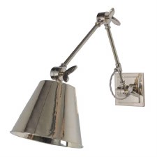 Library Double Adjustable Wall Light Polished Nickel