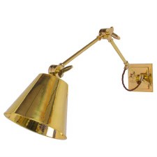 Library Double Adjustable Wall Light With Push Switch Polished Brass Unlacquered