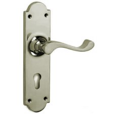 Lincoln Euro Profile Door Lock Handle Polished Nickel