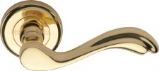Heritage Lisboa Round Rose Door Handles V1601 Polished Brass Lacq