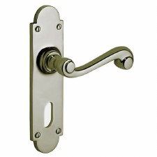 Victorian Constable 604PU Oval Hole Door Lock Handles Polished Nickel