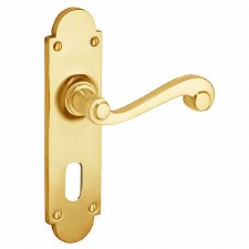 Victorian Constable 604PU Oval Hole Door Lock Handles Satin Brass Lac