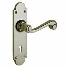 Victorian Constable 604 Door Lock Handles Polished Nickel