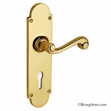 Brassart Constable 619 Euro Lock Handles Polished Brass Lacquered