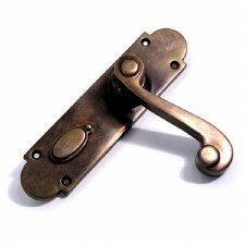 Victorian Constable 604ES Door Lock Handles Hand Aged Brass