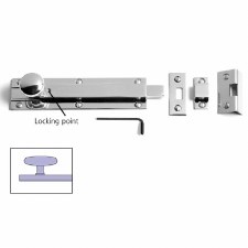 Samuel Heath Locking Surface Door Bolt 10" Polished Chrome