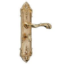 Brassart Louis XIV Bathroom Door Handles Polished Brass Lacquered