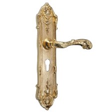 Brassart Louis XIV Euro Lock Door Handles Polished Brass Lacquered