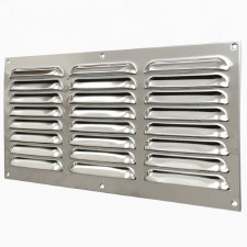 Louvre Air Vent Cover 12" x 6" Polished Stainless Steel