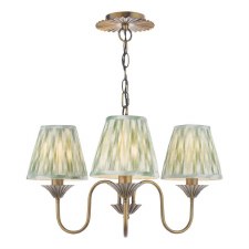 Lydian 3 Light Pendant Antique Bronze & Green Ikat Shades