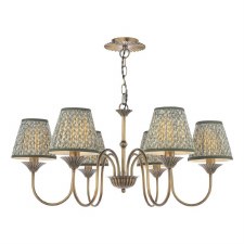 Lydian 6 Light Chandelier Antique Bronze & Green Esther Shades