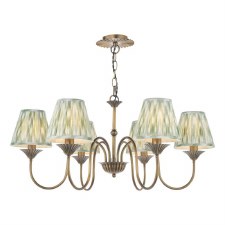 Lydian 6 Light Chandelier Antique Bronze & Green Ikat Shades