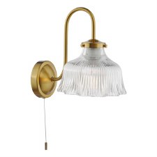 Maude Wall Light Natural Brass & Ribbed Glass