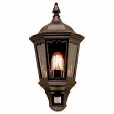 Elstead Medstead Flush Outdoor Wall Light Lantern with PIR Black