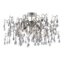 Melbury 3 Light Semi Flush Aged Silver & Smokey Grey Glass