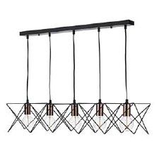 Midi 5 Light Bar Pendant Black & Copper Midi 5 Light Bar Pendant Black & Copper