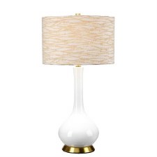 Elstead Milo Table Lamp Antique Brass with Antique Pattern Shade