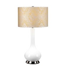 Elstead Milo Table Lamp Polished Nickel with Piazzae Summer Pattern Shade