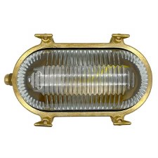 Mini Oval Outdoor Bulkhead Light Raw Brass