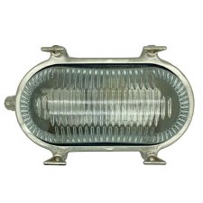 Mini Oval Outdoor Bulkhead Light Satin Nickel