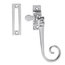 Monkey Tail Window Handle Mortice Plate Polished Chrome