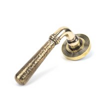 From The Anvil Newbury Lever Door Handles Hammered Beehive Aged Brass Unsprung From The Anvil Newbury Lever Door Handles Hammered Beehive Aged Brass Unsprung