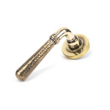 From The Anvil Newbury Lever Door Handles Hammered Plain Aged Brass Unsprung From The Anvil Newbury Lever Door Handles Hammered Plain Aged Brass Unsprung