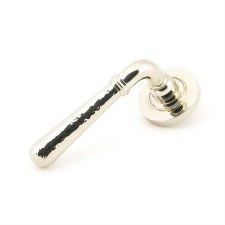 From The Anvil Newbury Lever Door Handles Hammered Plain Polished Nickel Unsprung