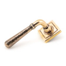 From The Anvil Newbury Lever Door Handles Hammered Square Polished Bronze Unsprung