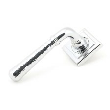 From The Anvil Newbury Lever Door Handles Hammered Square Polished Chrome Sprung
