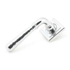 From The Anvil Newbury Lever Door Handles Hammered Square Polished Chrome Unsprung