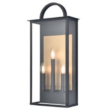 Nightingale Large Wall Lantern IP44 Matt Black & Aged Brass