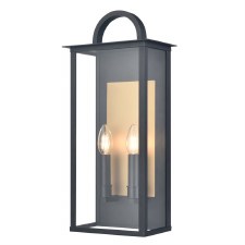 Nightingale Medium Wall Lantern IP44 Matt Black & Aged Brass