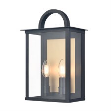 Nightingale Small Wall Lantern IP44 Matt Black & Aged Brass