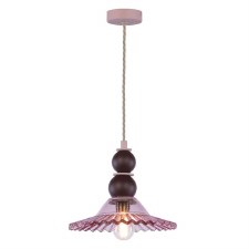 David Hunt Nueva Single Pendant Aubergine & Pink Glass