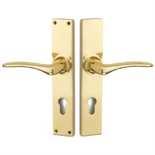 Ockham Multipoint Door Handles Right Hand Polished Brass Unlacquered