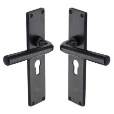 Heritage Octave Euro Lock Door Handle RDB45448 Rustic Dark Bronze