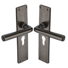 Heritage Octave Euro Lock Door Handle RPW45448 Rustic Pewter