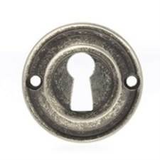 Old English Round Escutcheon Distressed Silver Old English Round Escutcheon Distressed Silver