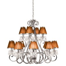 Interiors 1900 Oksana 12 Light Chandelier Pol Nickel Choc Shades