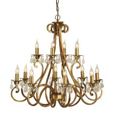 Interiors 1900 Oksana 12 Light Chandelier Antique Brass