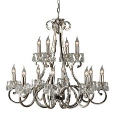 Interiors 1900 Oksana 12 Light Chandelier Polished Nickel