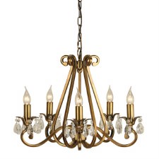 Interiors 1900 Oksana 5 Light Chandelier Antique Brass