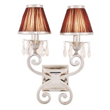 Interiors 1900 Oksana Double Wall Light Nickel Chocolate Shades