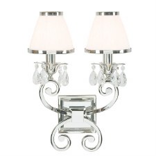 Interiors 1900 Oksana Double Wall Light Nickel White Shades