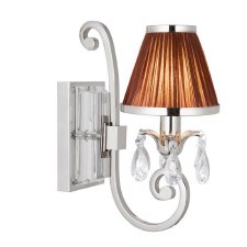 Interiors 1900 Oksana Single Wall Light Polished Nickel & Choc Shade