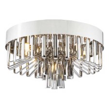 Olin Flush Ceiling Light Polished Chrome & Smoked Glass