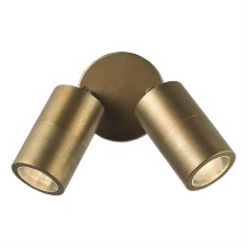 Ortega Outdoor Double Spotlight Natural Brass