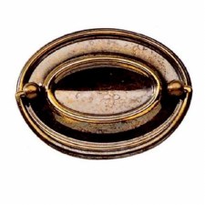 Armac Oval Plate Drawer Pull Handle Plain Antique Brass